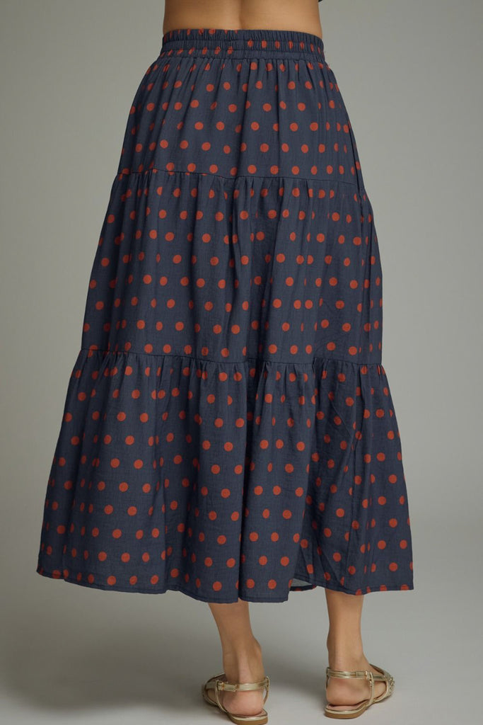 Navy Rust Minute Polka Dot Skirt