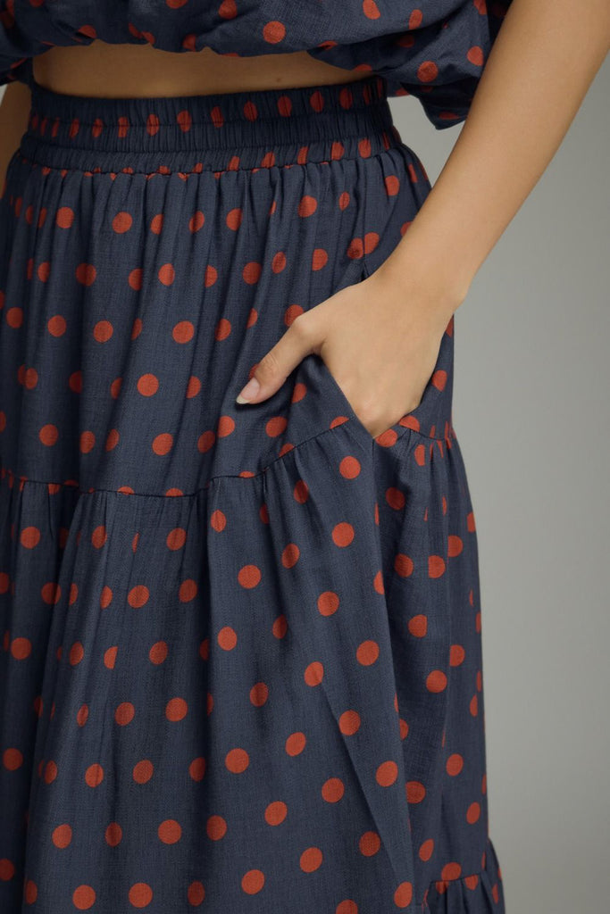 Navy Rust Minute Polka Dot Skirt