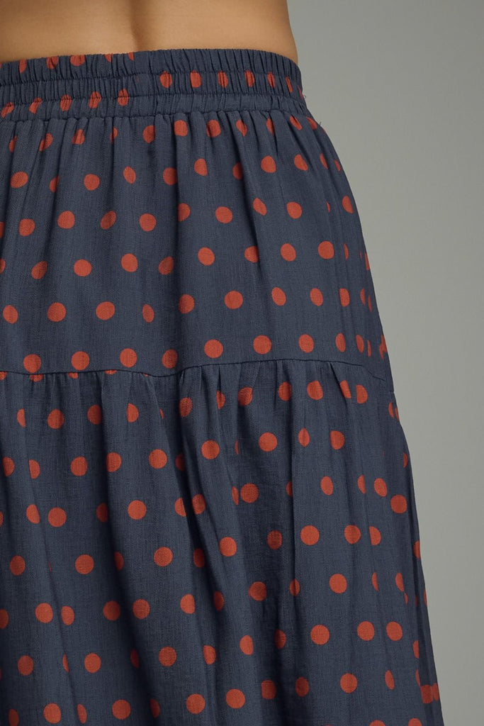 Navy Rust Minute Polka Dot Skirt
