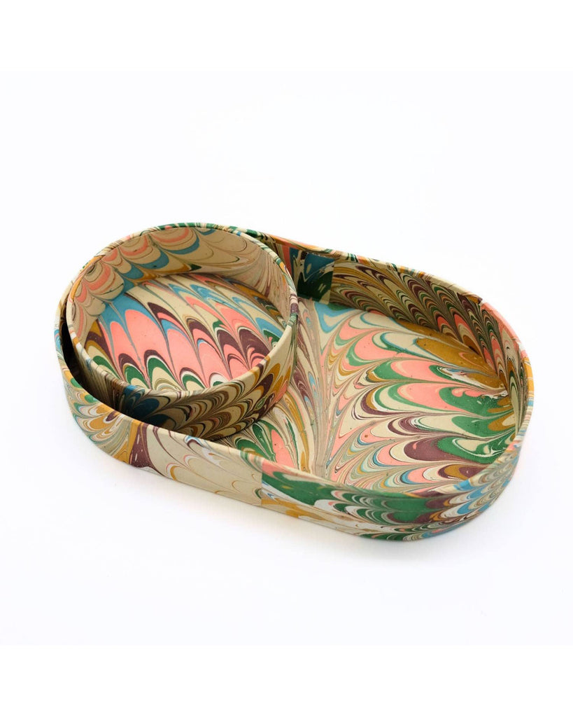 Hand-Marbled Nesting Desk Tray Set