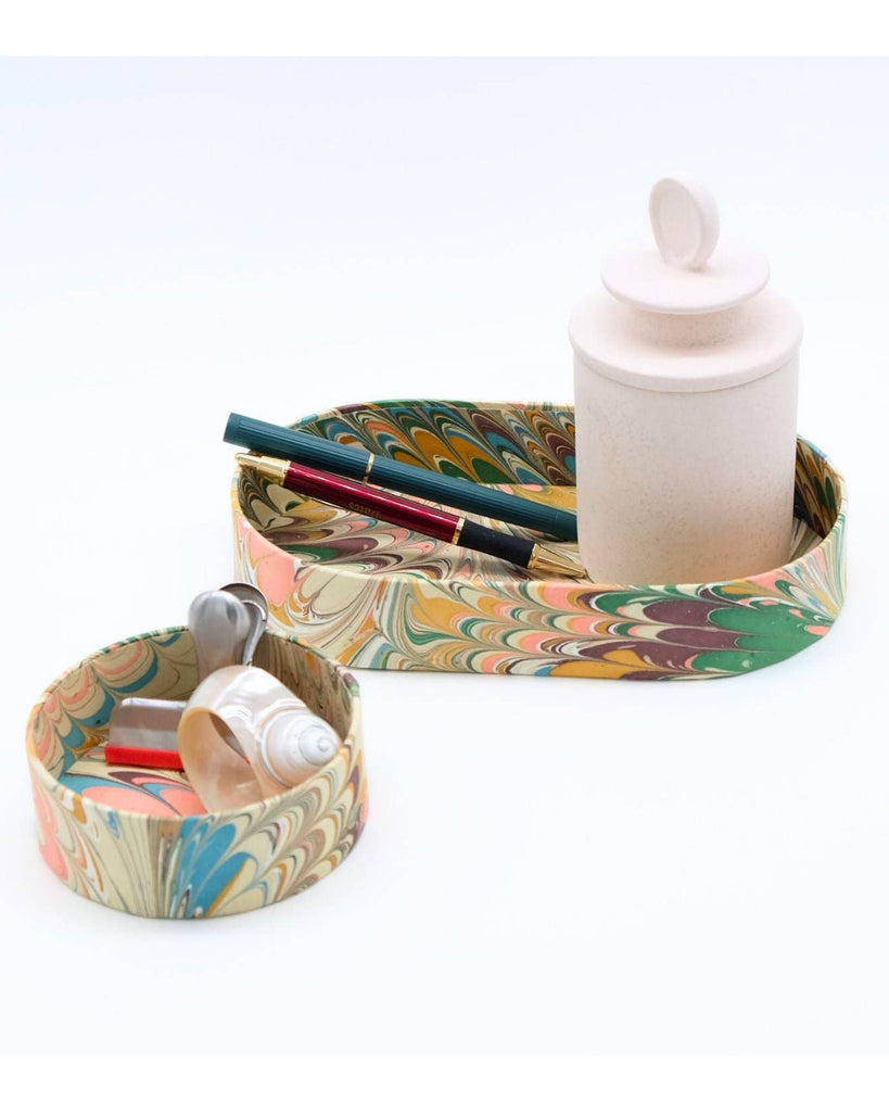 Hand-Marbled Nesting Desk Tray Set