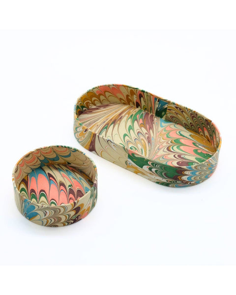 Hand-Marbled Nesting Desk Tray Set
