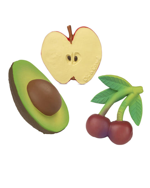 newborn gift pack of natural rubber teethers, fresh bite