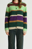 knit cardigan with a colorful striped design