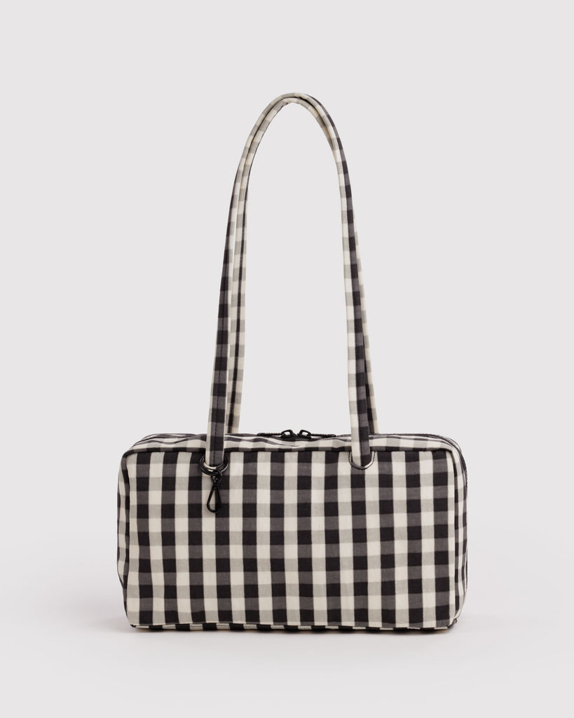 nylon bowler bag in black and cream gingham