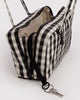 interior shot of nylon bowler bag in black and cream gingham