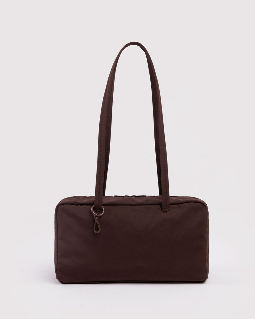 nylon bowler bag in coffee brown