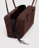 interior shot of nylon bowler bag in coffee