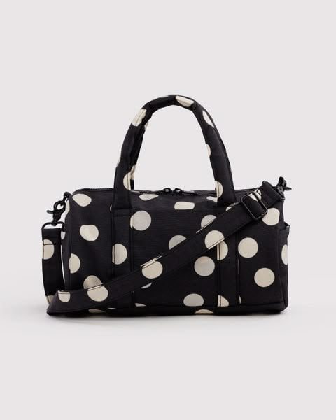 Black & Cream Polka Dot Nylon Duffle Bag from baggu