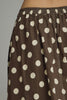 a-line midi skirt in chocolate brown with cute polka dots throughout