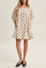 flowy mini dress in cream with cute black polka dots throughout