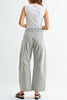 barrel leg jeans in special olive green and white stripes.