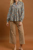 pretty floral blouse made from a grey-hued baby corduroy
