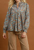 pretty floral blouse made from a grey-hued baby corduroy