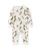 zippered pajamas made from organic cotton with a duck patterned print