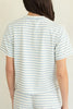 comfortable and soft tee in sky blue and white stripes.