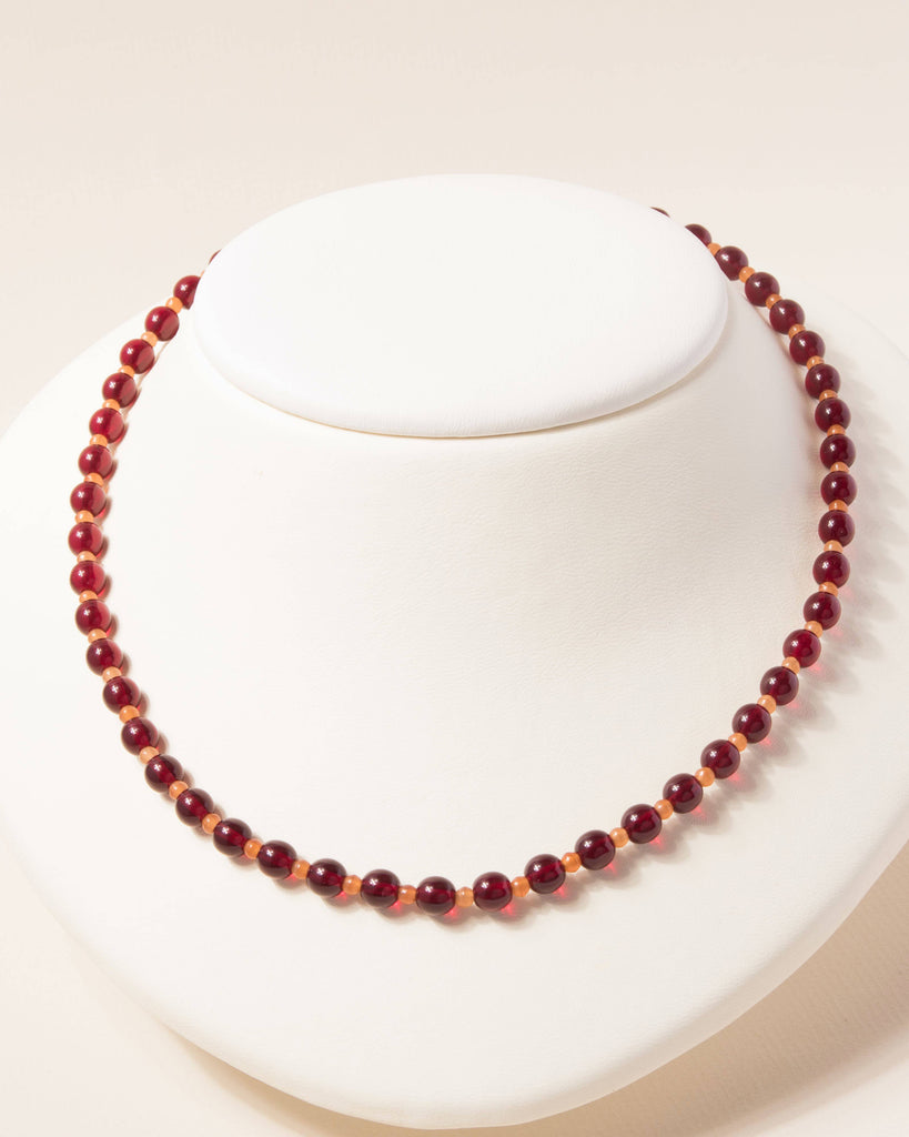 Oxblood + Carnelian Glass Beaded Necklace