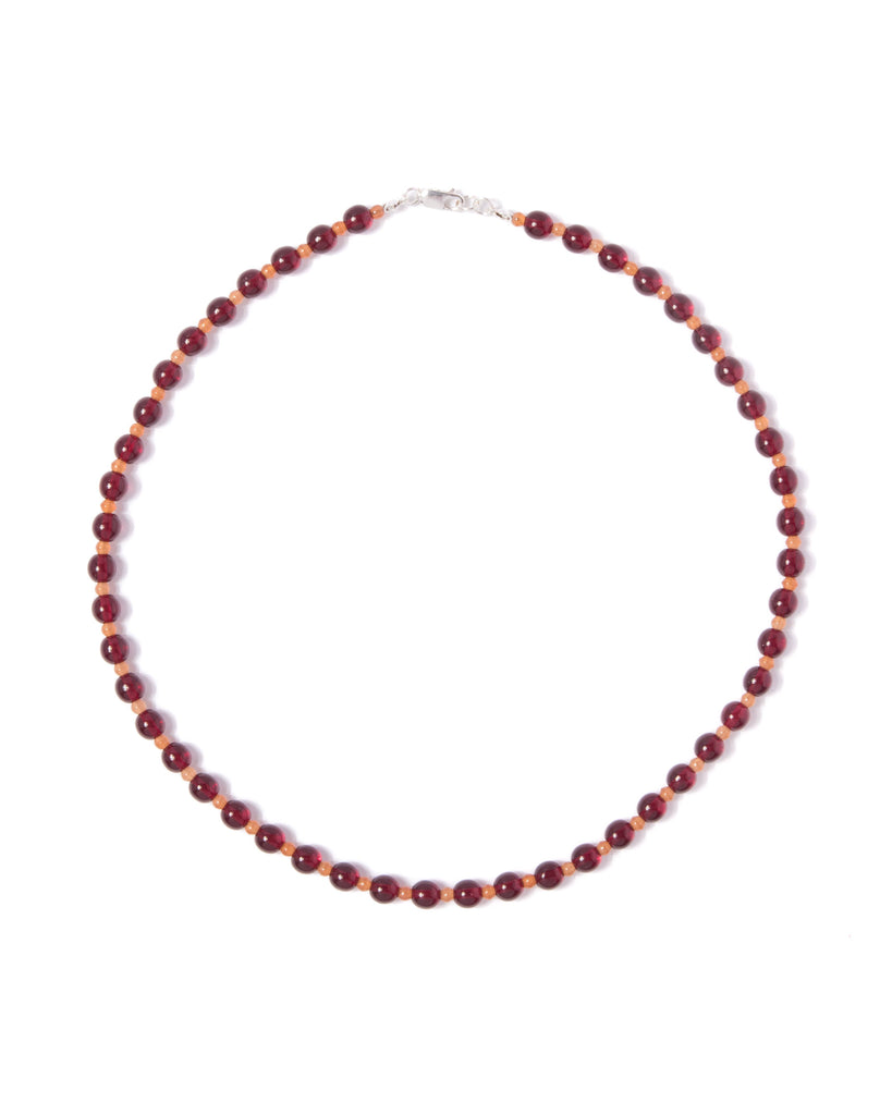 Oxblood + Carnelian Glass Beaded Necklace