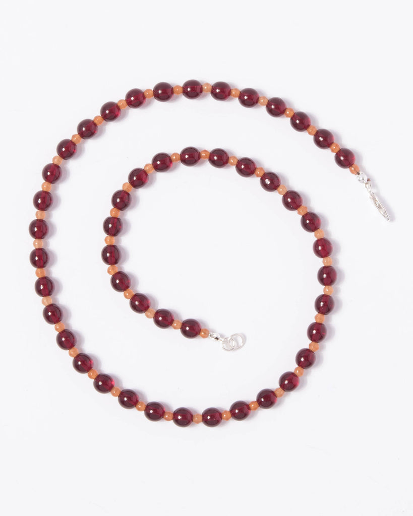 Oxblood + Carnelian Glass Beaded Necklace