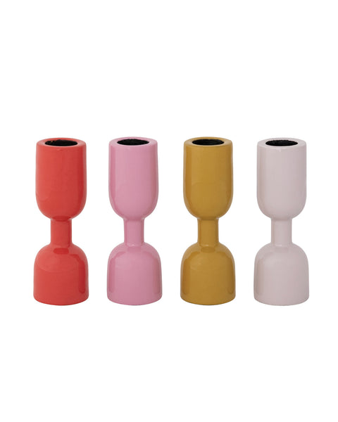 colorful enamel taper candle holder
