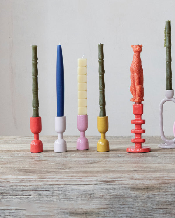 colorful enamel taper candle holder