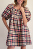 mini babydoll dress in a classic plaid pattern
