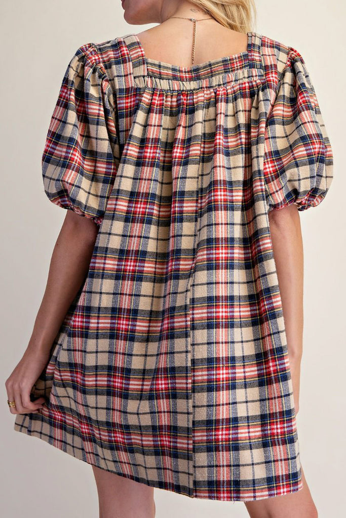 mini babydoll dress in a classic plaid pattern