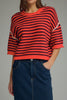 knit sweater tee in red and maroon stripes 