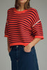 knit sweater tee in red and maroon stripes 