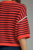 knit sweater tee in red and maroon stripes 