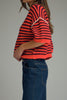 knit sweater tee in red and maroon stripes 