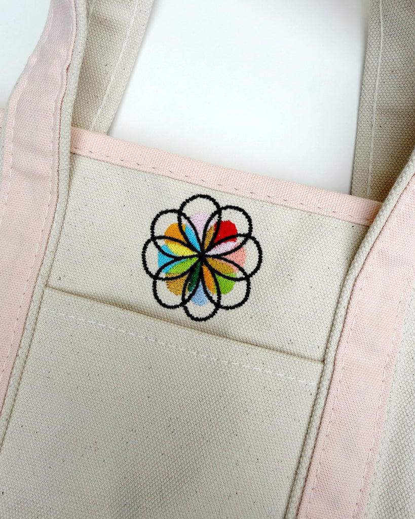 close up picture of embroidered personify flower