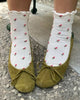 petal ruffled hugger crew socks in cream