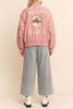 Pink Cowboy Patch Zipper Jacket