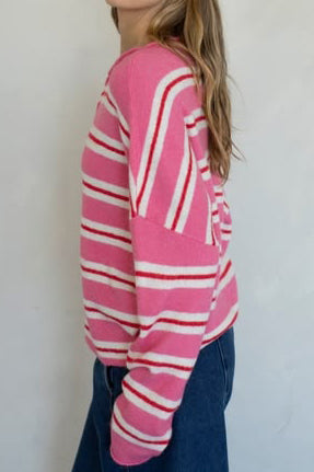Pink Stripe Piper Cardigan