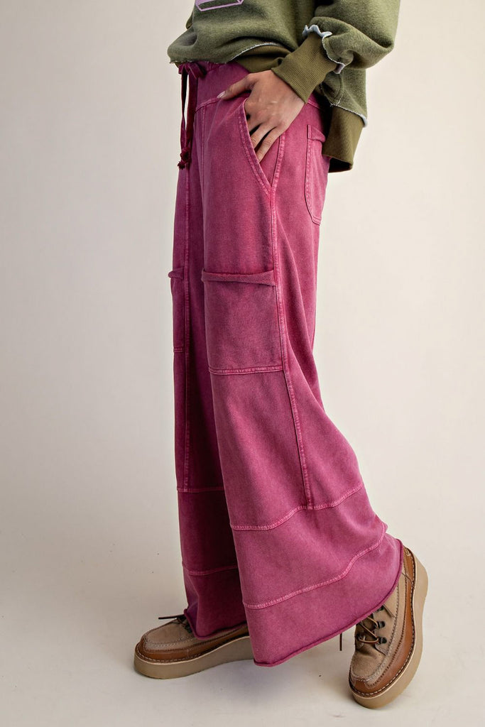swingy wide leg sweatpants in a washed berry color