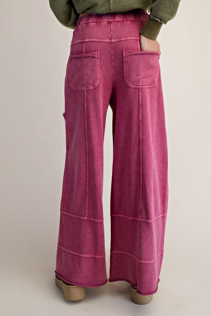 swingy wide leg sweatpants in a washed berry color