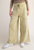 wide leg sweatpants in washed acid green with pockets and exposed seam detailing