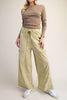wide leg sweatpants in washed acid green with pockets and exposed seam detailing