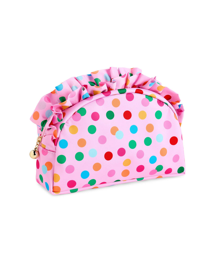 Polka Dot Ruffle Zip Pouch