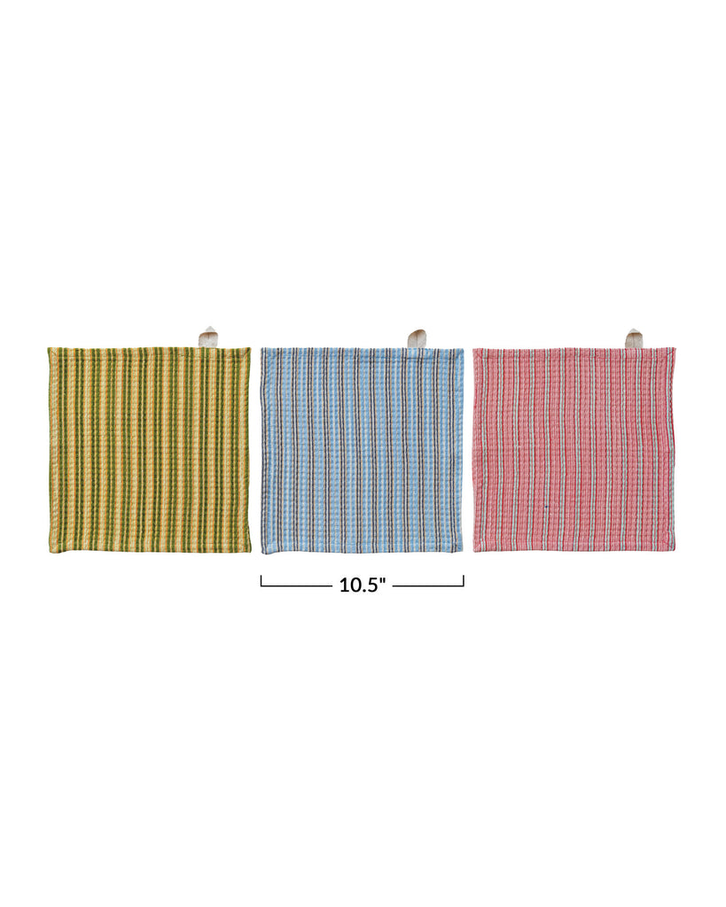 Potts Waffle Stripe Dish Cloth Set