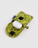 puffy earbuds case in chartreuse paisley
