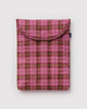 quilted laptop sleeve in a pink tartan plaid