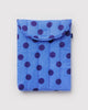 quilted laptop sleeve in a blue polka dot pattern