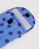 quilted laptop sleeve in a blue polka dot pattern