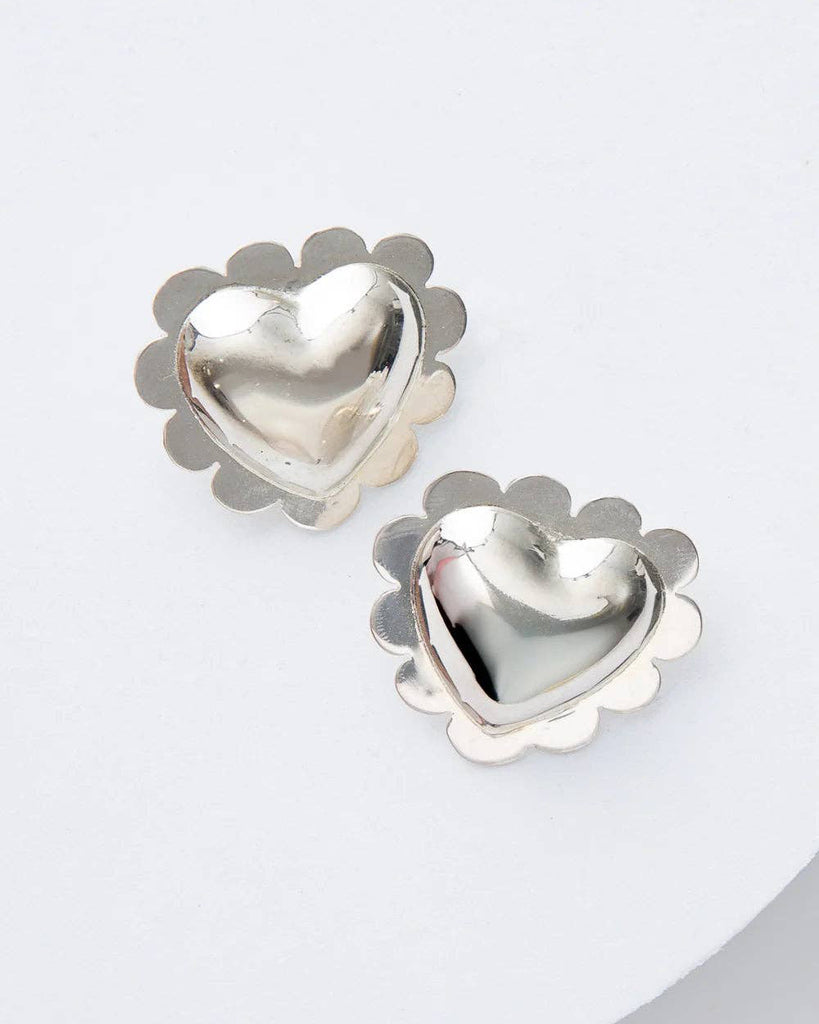 Puffy Scalloped Heart Earrings