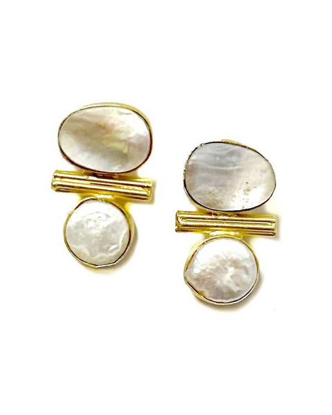 mother of pearl and gold earrings 