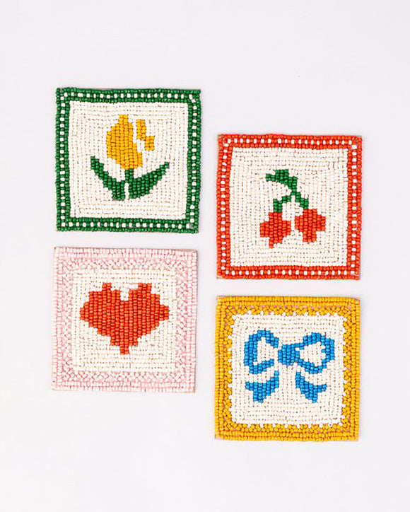 Quilt Beaded Coaster Set