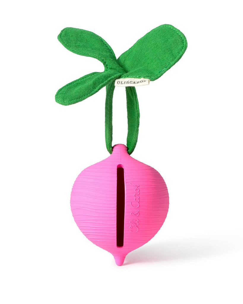 natural rubber pacifier case in the shape of a radish