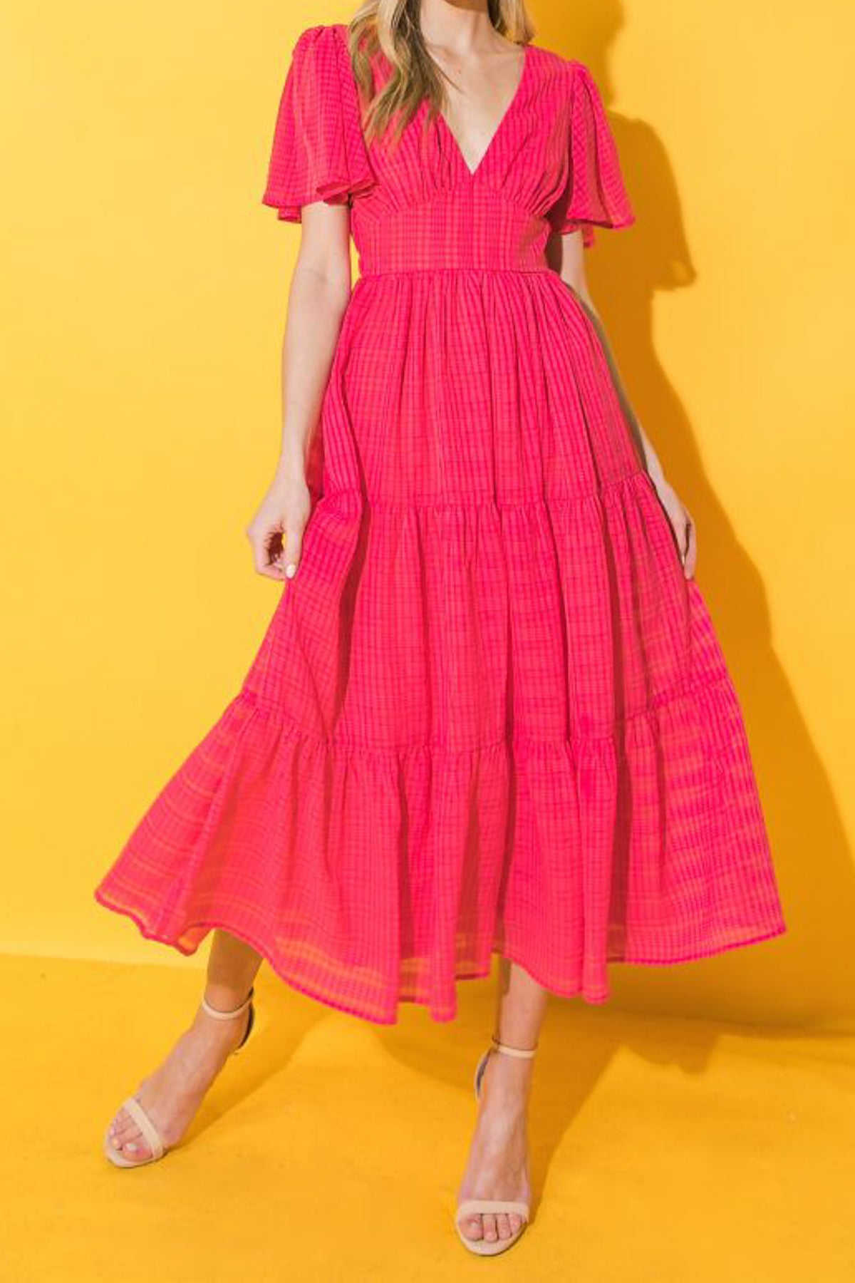 Raspberry Windowpane Plaid Midi Dress *S-L* | Women's Clothing ...